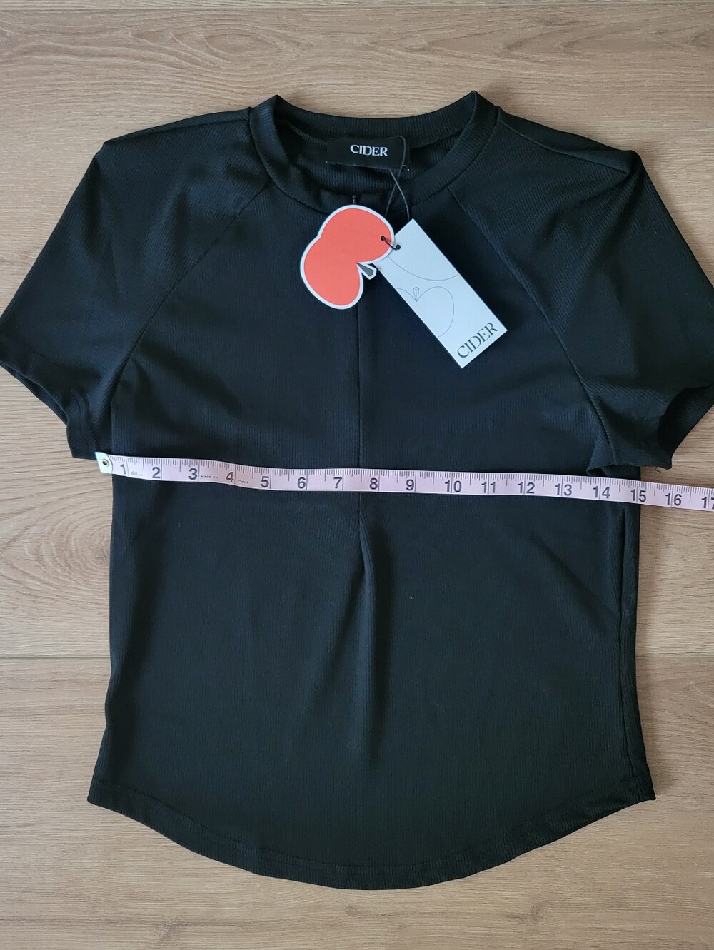 Cider Black Top Zipper V-neckline Ribbed Large Nwt Tshirt Tee Shirt Sporty Slim - Picture 5 of 6